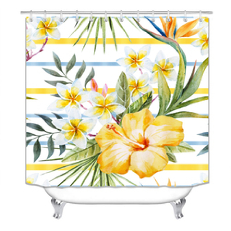 China Pink Rose Custom Shower Curtain Water Repellent, Wholesale 100% Polyester Shower Curtain Print/