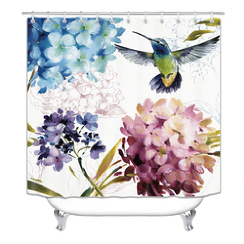 China Pink Rose Custom Shower Curtain Water Repellent, Wholesale 100% Polyester Shower Curtain Print/