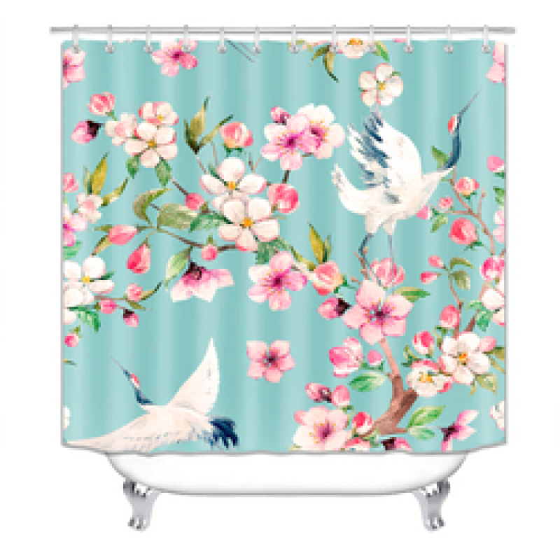 China Pink Rose Custom Shower Curtain Water Repellent, Wholesale 100% Polyester Shower Curtain Print/