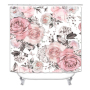 China Pink Rose Custom Shower Curtain Water Repellent, Wholesale 100% Polyester Shower Curtain Print/