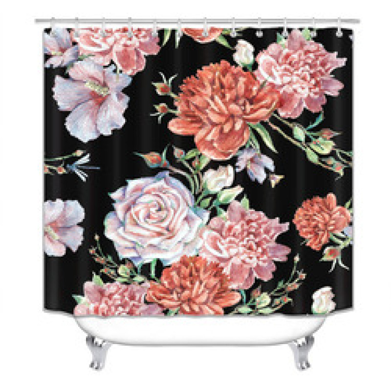 China Pink Rose Custom Shower Curtain Water Repellent, Wholesale 100% Polyester Shower Curtain Print/
