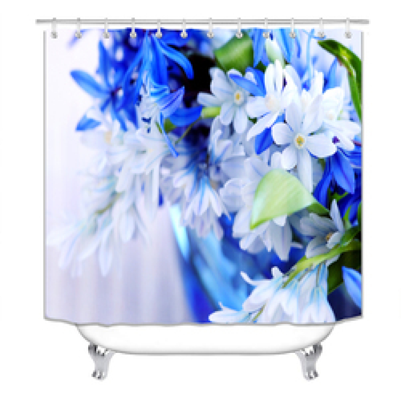 China Pink Rose Custom Shower Curtain Water Repellent, Wholesale 100% Polyester Shower Curtain Print/