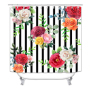 China Pink Rose Custom Shower Curtain Water Repellent, Wholesale 100% Polyester Shower Curtain Print/