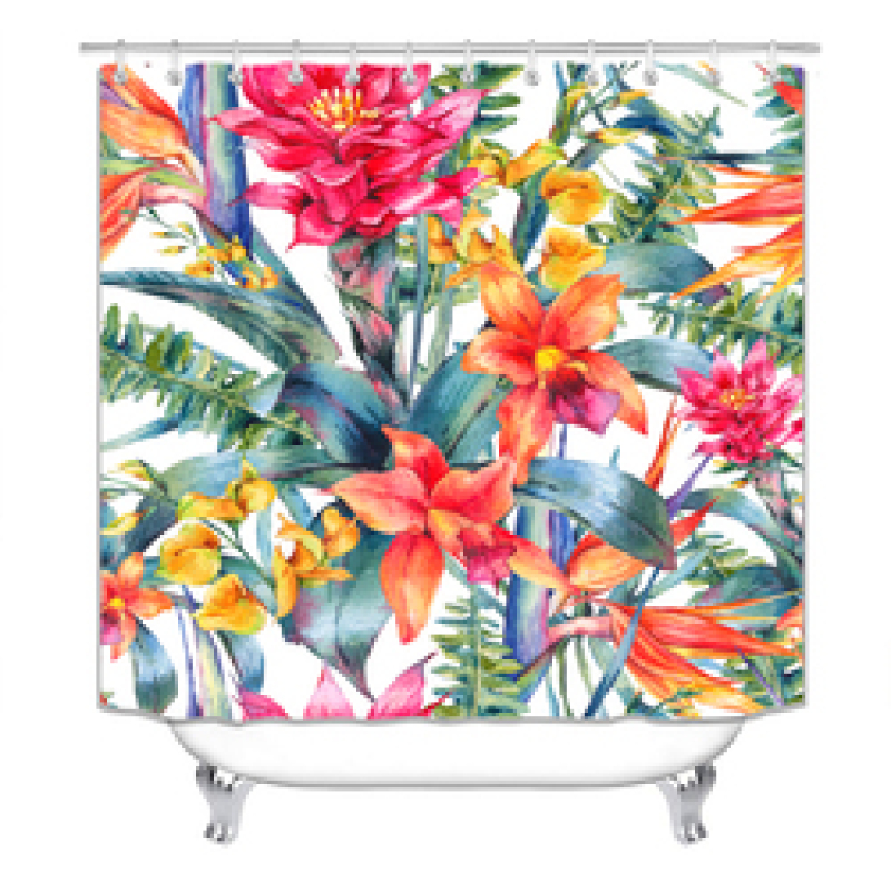 China Pink Rose Custom Shower Curtain Water Repellent, Wholesale 100% Polyester Shower Curtain Print/