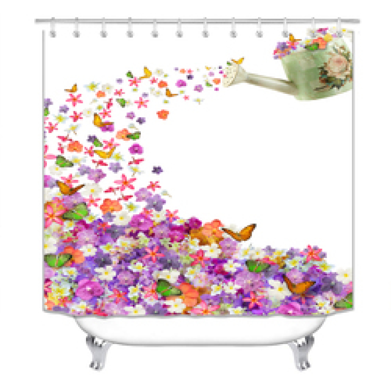 China Pink Rose Custom Shower Curtain Water Repellent, Wholesale 100% Polyester Shower Curtain Print/