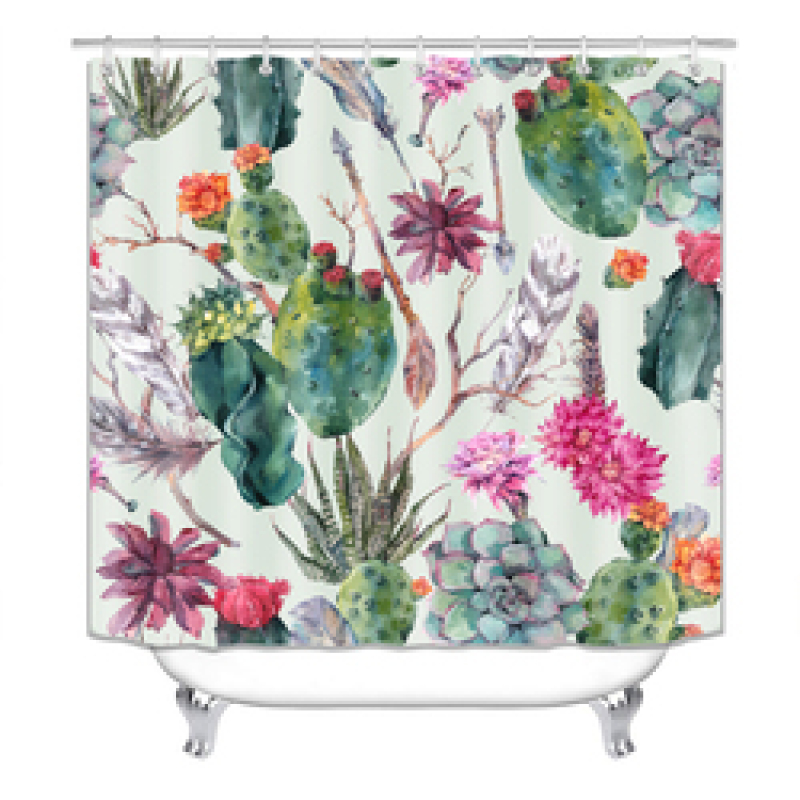China Pink Rose Custom Shower Curtain Water Repellent, Wholesale 100% Polyester Shower Curtain Print/