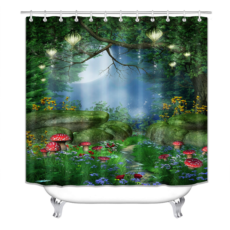 China Pink Rose Custom Shower Curtain Water Repellent, Wholesale 100% Polyester Shower Curtain Print/