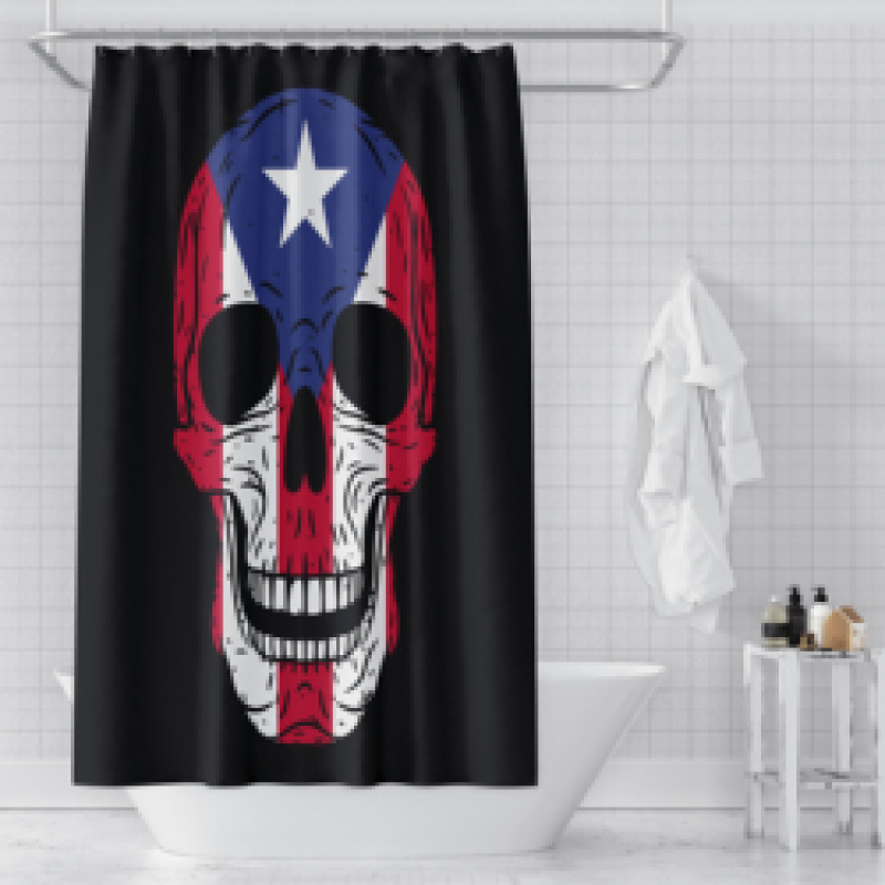 Home Decor Waterproof Polyester Bathroom Shower Curtains, Hot Sale Puerto Rico Thick Large Shower Curtain with Hooks