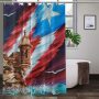 Home Decor Waterproof Polyester Bathroom Shower Curtains, Hot Sale Puerto Rico Thick Large Shower Curtain with Hooks
