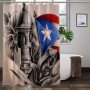 Home Decor Waterproof Polyester Bathroom Shower Curtains, Hot Sale Puerto Rico Thick Large Shower Curtain with Hooks