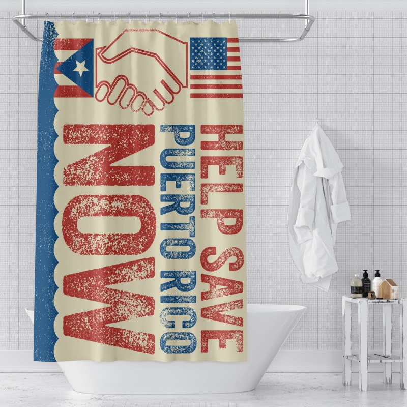Home Decor Waterproof Polyester Bathroom Shower Curtains, Hot Sale Puerto Rico Thick Large Shower Curtain with Hooks
