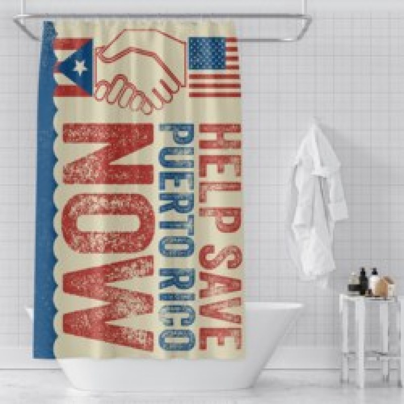 Home Decor Waterproof Polyester Bathroom Shower Curtains, Hot Sale Puerto Rico Thick Large Shower Curtain with Hooks