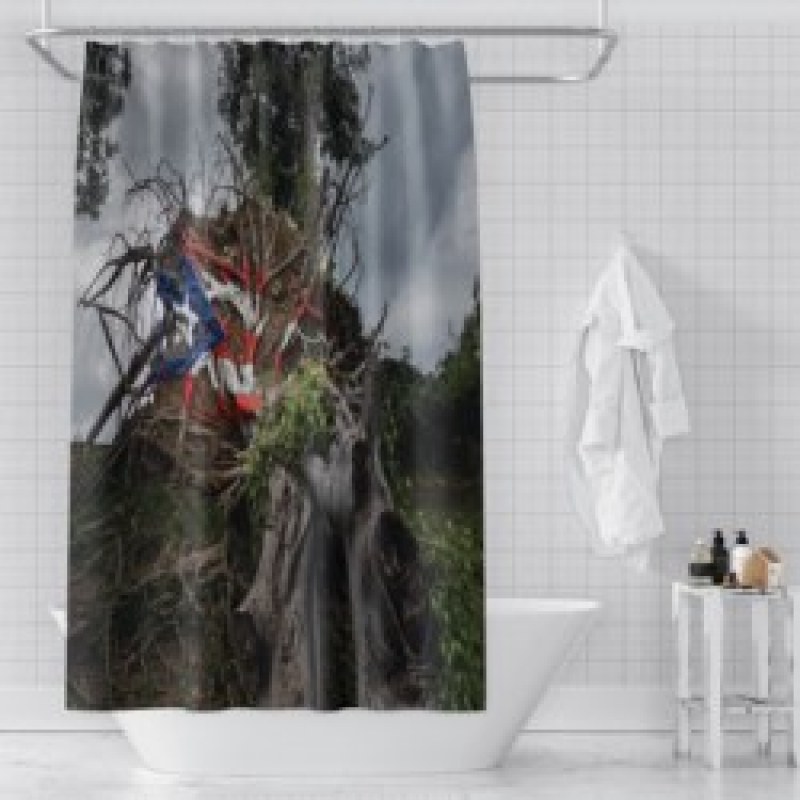 Home Decor Waterproof Polyester Bathroom Shower Curtains, Hot Sale Puerto Rico Thick Large Shower Curtain with Hooks