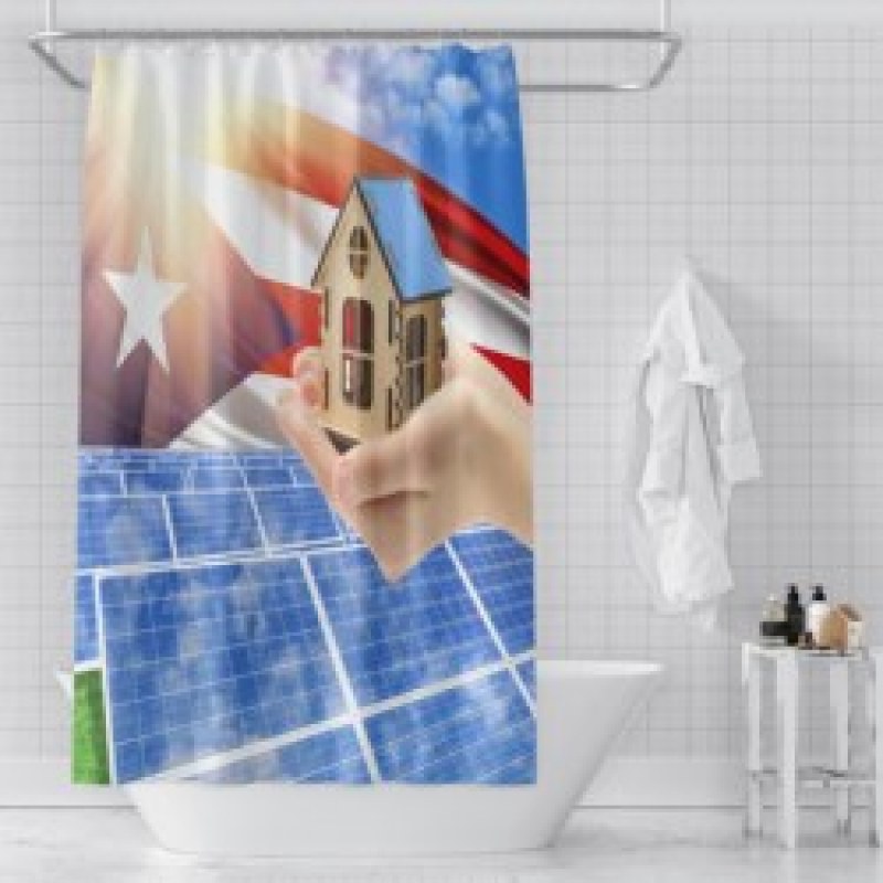 Home Decor Waterproof Polyester Bathroom Shower Curtains, Hot Sale Puerto Rico Thick Large Shower Curtain with Hooks