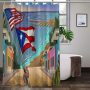 Home Decor Waterproof Polyester Bathroom Shower Curtains, Hot Sale Puerto Rico Thick Large Shower Curtain with Hooks