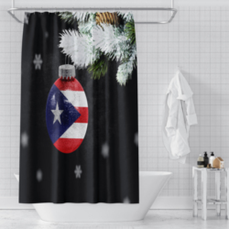 Home Decor Waterproof Polyester Bathroom Shower Curtains, Hot Sale Puerto Rico Thick Large Shower Curtain with Hooks