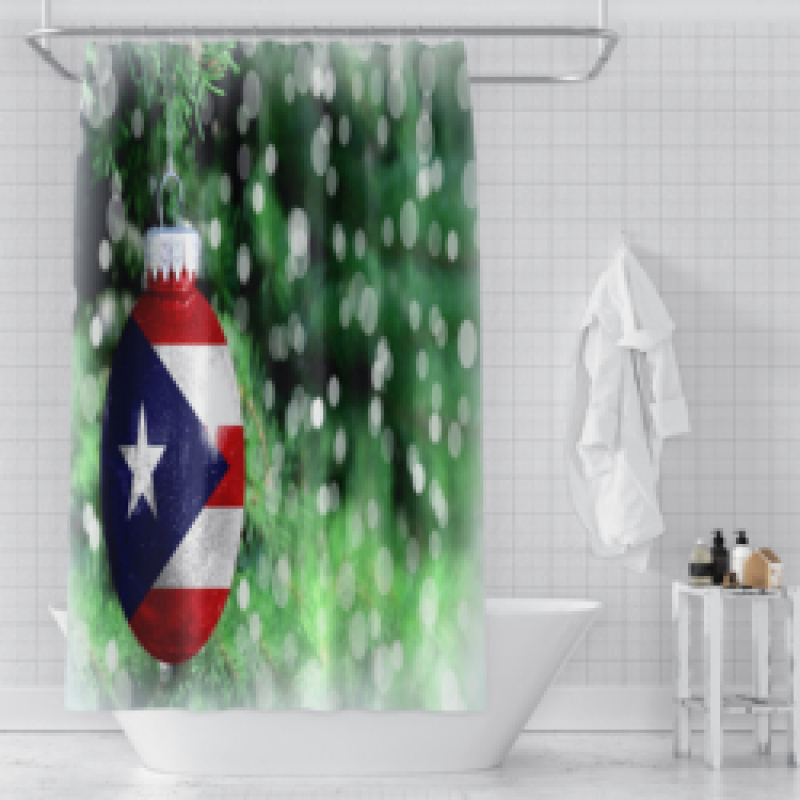Home Decor Waterproof Polyester Bathroom Shower Curtains, Hot Sale Puerto Rico Thick Large Shower Curtain with Hooks