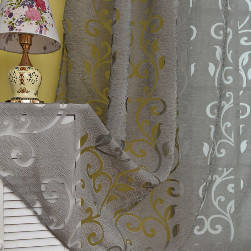 Mercado Mayorista Jacquard Royal Home Curtain, Europa Sheer Curtains Gray Rideaux Arabe/