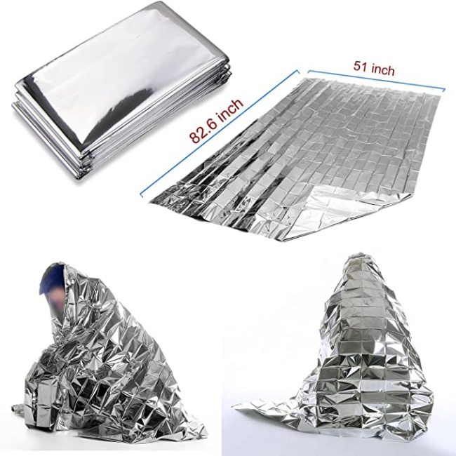 Emergency Blanket Outdoor Survival First Aid Military Rescue Kit Windproof Waterproof Foil Thermal Blanket for Camping Hiking