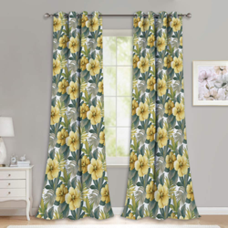 European cheap latest fashion printed curtains, custom printed fabric roll blackout curtains/