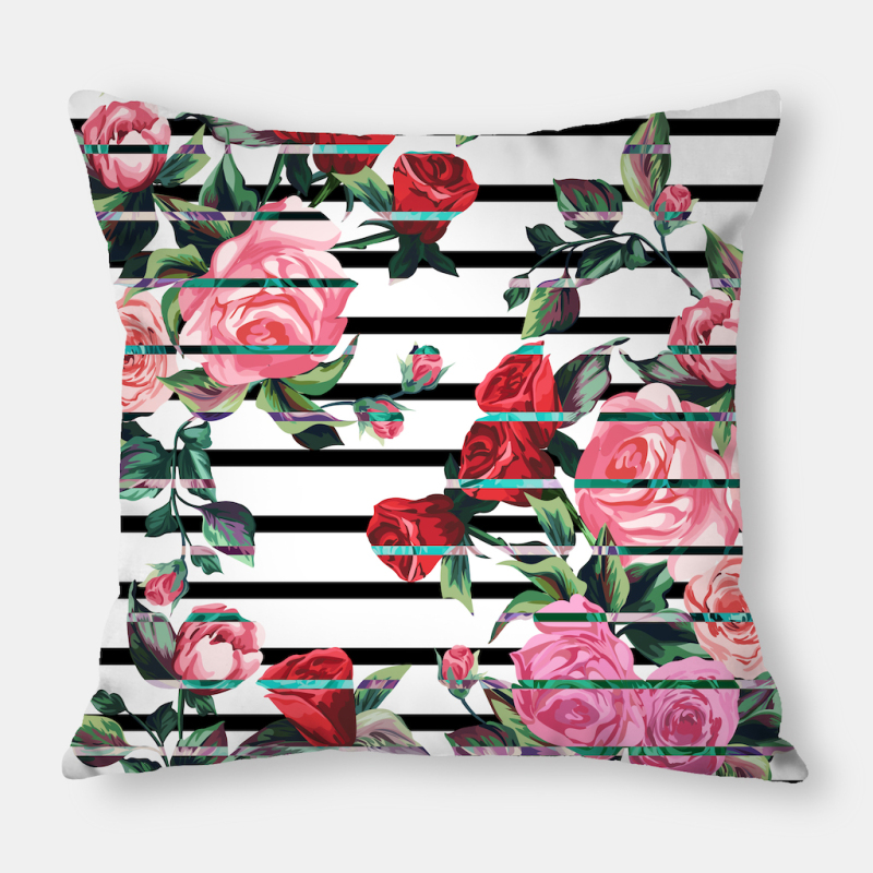 Hot Sale Color Flower Flora Bursts Polyester Throw Cushion Cover, Car Sofa Decorative Pillowcases Home Decor Cushion Cover/