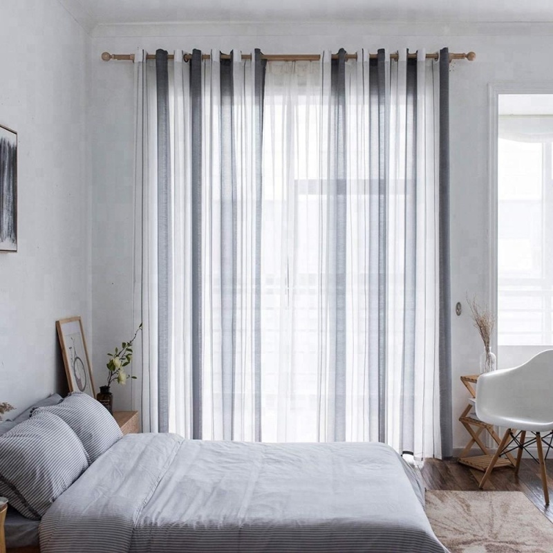 grey stripe sheer curtain design for salon dubai window curtain