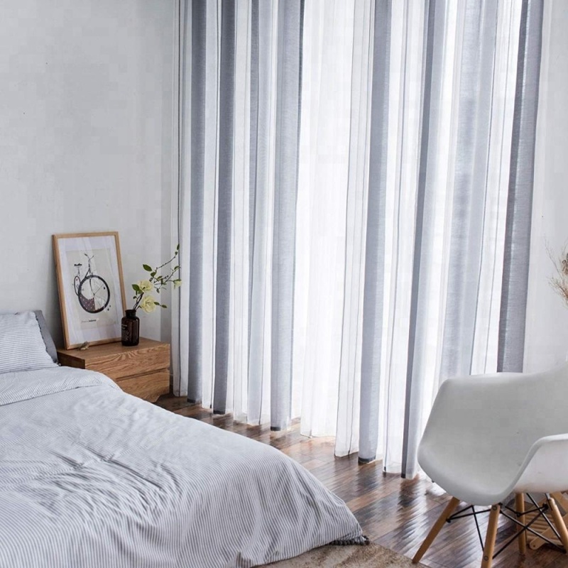grey stripe sheer curtain design for salon dubai window curtain