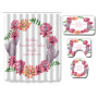 Cactus Pattern Printed Bathroom Accessories Set With Shower Curtain, Waterproof Mouldproof Shower Curtain/