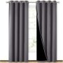 Hot Sell Grey Baby Bedroom Quality Sleep 100% Blackout Grommet Curtain, Polyester Drop Thermal Insulated Solid Color Curtain/