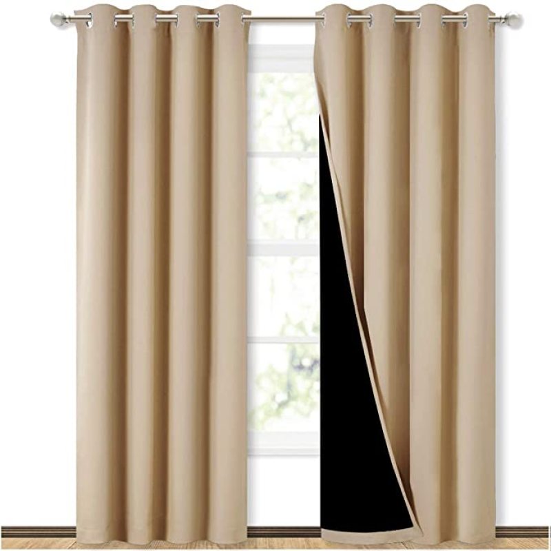 Hot Sell Grey Baby Bedroom Quality Sleep 100% Blackout Grommet Curtain, Polyester Drop Thermal Insulated Solid Color Curtain/