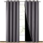Hot Sell Grey Baby Bedroom Quality Sleep 100% Blackout Grommet Curtain, Polyester Drop Thermal Insulated Solid Color Curtain/