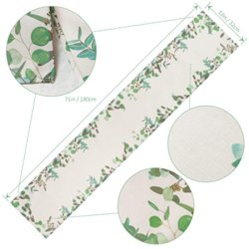 Cotton Linen Blue Flower Floral Table Runner, Rustic Tablerunner for Kitchen Coffee Summer Spring Holiday Dining Table#