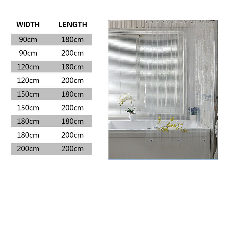Transparent security PEVA mildew bathroom shower curtain, white  mold waterproof plastic curtain/