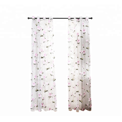 100% polyester pink flower sheer curtain for the girls kids room perspective elegant curtain