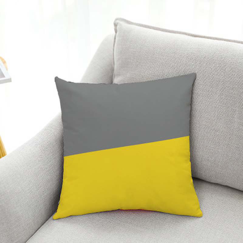 Yellow Geometric Super Soft Velvet Fabric Cushion, 2019 Explosion Yellow Pattern Series Striped Square Pillow /