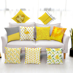 Yellow Geometric Super Soft Velvet Fabric Cushion, 2019 Explosion Yellow Pattern Series Striped Square Pillow /