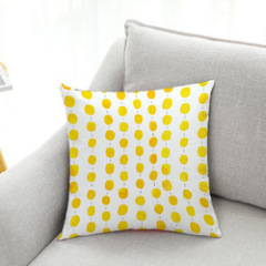 Yellow Geometric Super Soft Velvet Fabric Cushion, 2019 Explosion Yellow Pattern Series Striped Square Pillow /