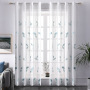 High Quality Made in China Red White Embroidered Leaves Living Room Sheer Curtain, Decoracion Bedroom Polyester Sheer Curtain/