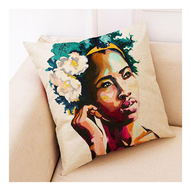 3D Cushions Home Decor Pillow, American Style African Woman Cushion Cover/