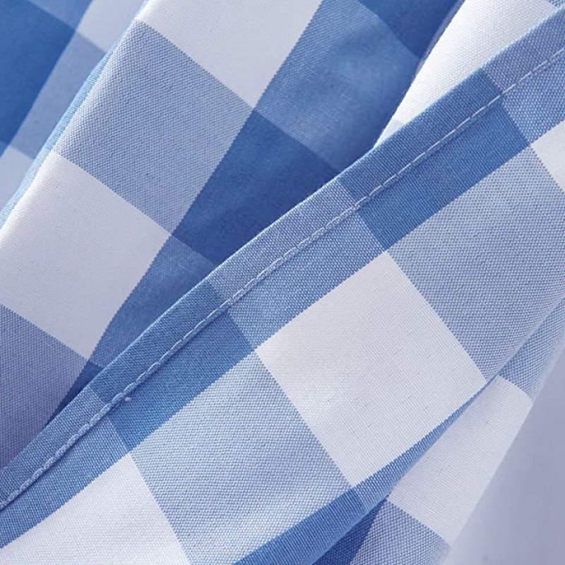 Custom Blue&White Panel Buffalo Checkr Window Curtain, Fashion Polyester Fabric Thermal Insulated Grommet Curtain/