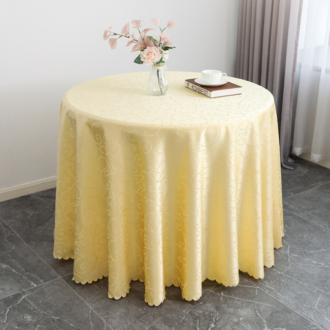 Wholesale hotel meeting wedding banquet household table cloth, popular jacquard round tablecloth polyester tablecloth/