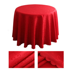 Wholesale hotel meeting wedding banquet household table cloth, popular jacquard round tablecloth polyester tablecloth/