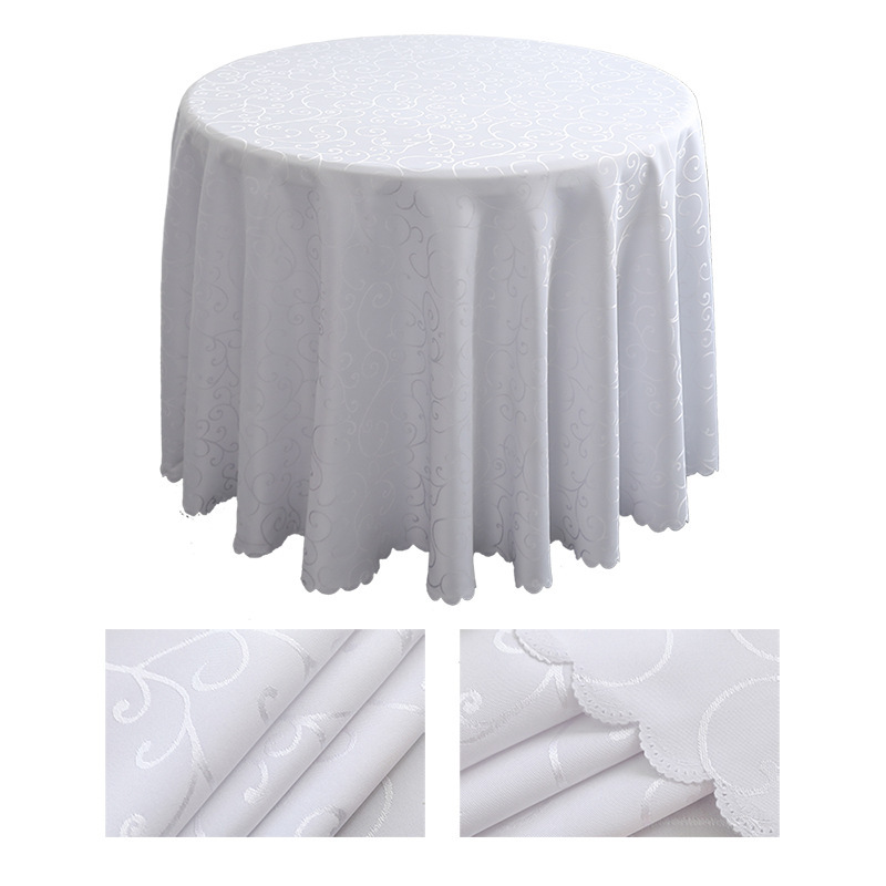 Nappe de ménage de banquet de mariage de réunion d'hôtel en gros, nappe ronde populaire de polyester de nappe de jacquard/