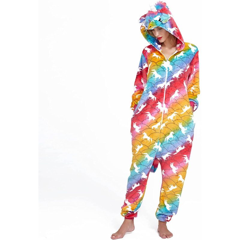 Animal one-piece pajamas for men and women autumn and winter cartoon thickened lovely adult flannel couples home clothes/