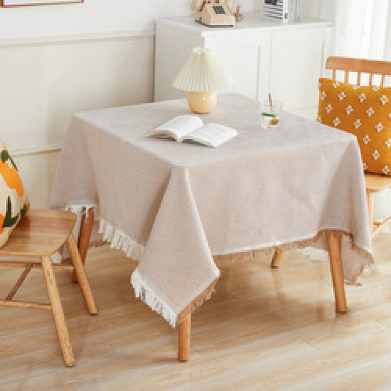 Hot sell high density Waffle yellow and white 230x340cm cover Japanese tea table cloth Cotton and linen blended tablecloth