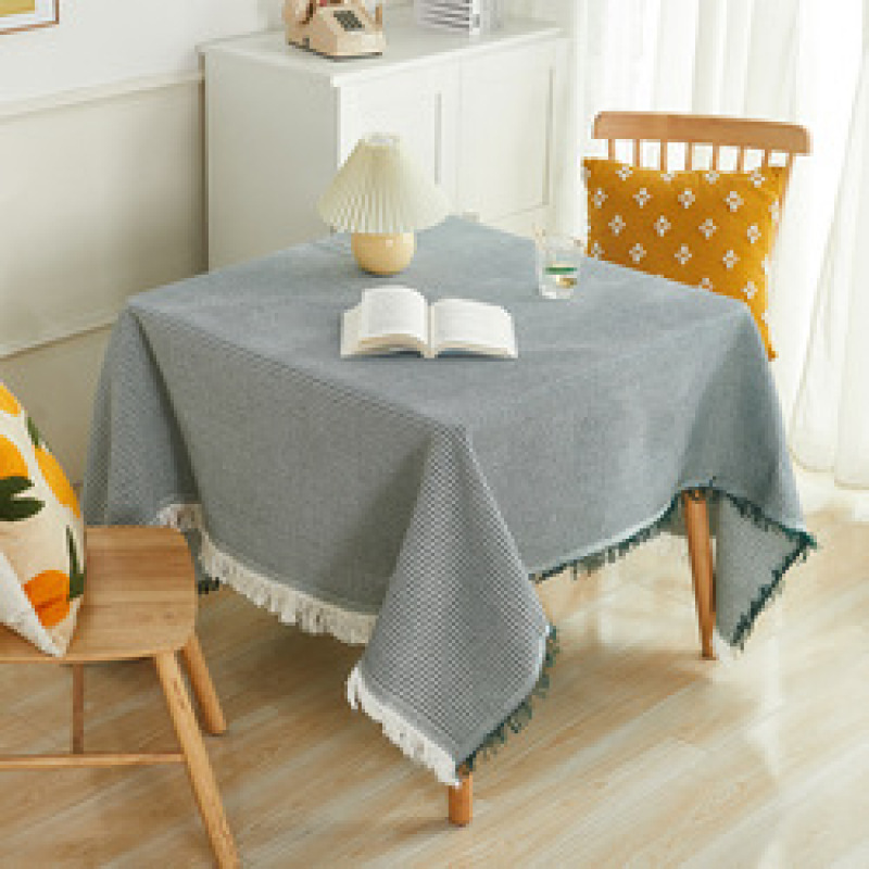 Hot sell high density Waffle yellow and white 230x340cm cover Japanese tea table cloth Cotton and linen blended tablecloth