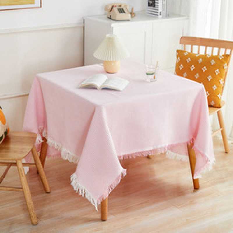 Hot sell high density Waffle yellow and white 230x340cm cover Japanese tea table cloth Cotton and linen blended tablecloth