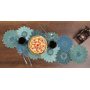 High Quality Handmade Farmhouse Floral Embroidery Beaded Table Runner for Tableptop in Teal/Turquoise/Aqua Colour