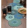 High Quality Handmade Farmhouse Floral Embroidery Beaded Table Runner for Tableptop in Teal/Turquoise/Aqua Colour