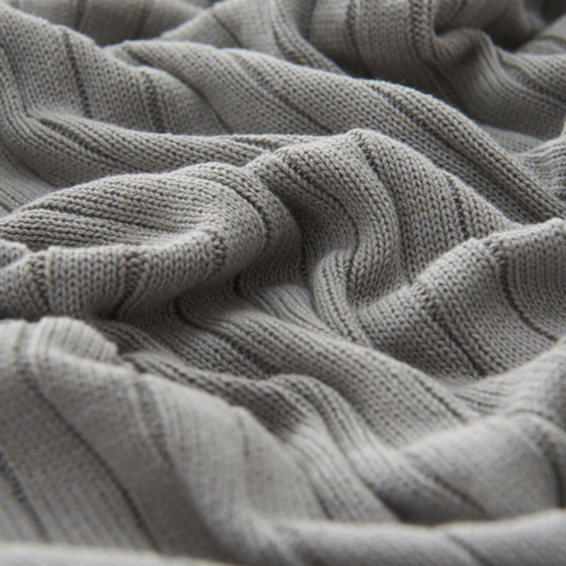 Grey Throw Blanket Knit Blanket with Pom Poms,FuzzyThrow Blanket for Couch,Soft,Cozy,Warm Knitted Cover /